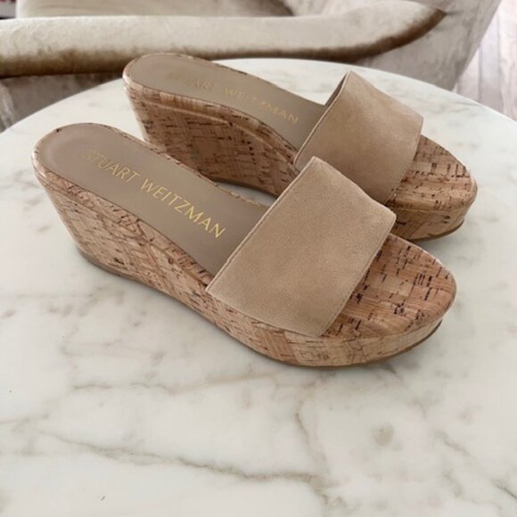 Stuart Weitzman Platform Wedge Espadrilles, Nude, Size 6.5 (7) - Picture 2 of 6